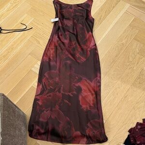 Dynamite Burgundy Floral Midi Dress